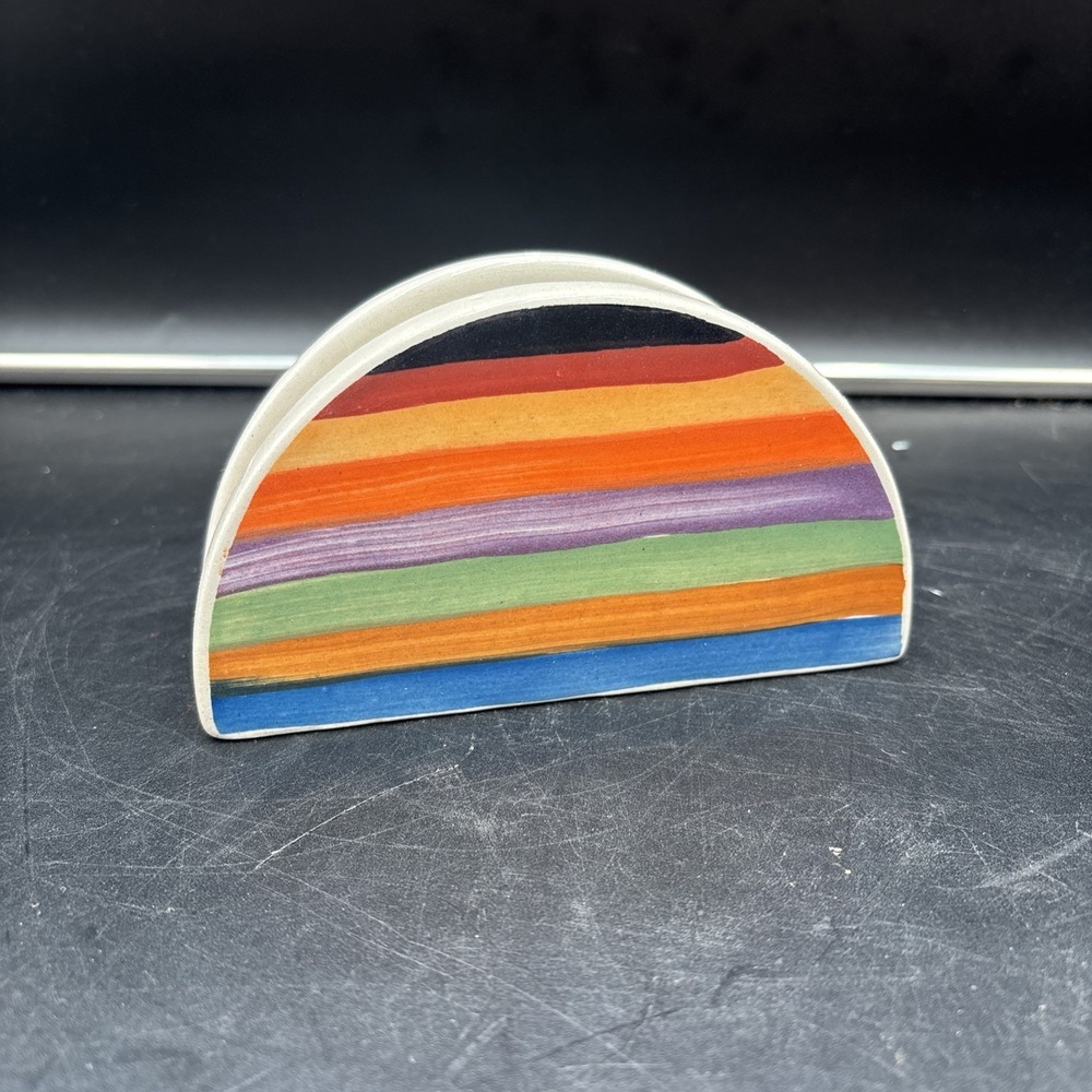 Philippe Richard RONDO Napkin Holder Colorful Swirl Stripes Y2K Ceramic Vibrant